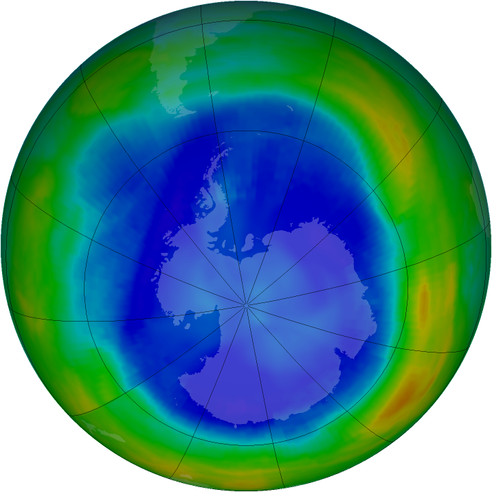 Antarctic ozone map for 21 August 2000